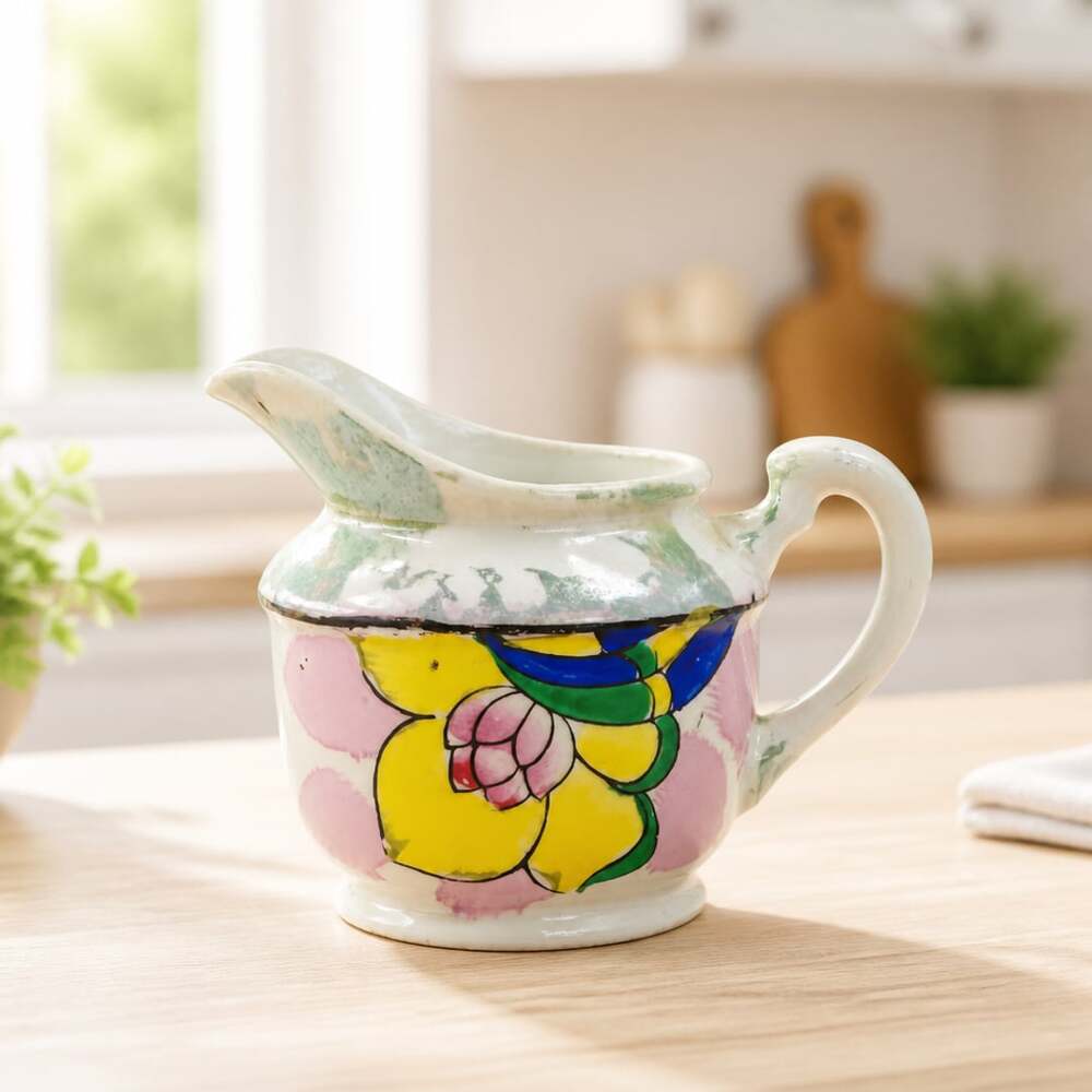 Vintage Trico Hand Painted Lusterware Floral Creamer Pitcher Nagoya Japan